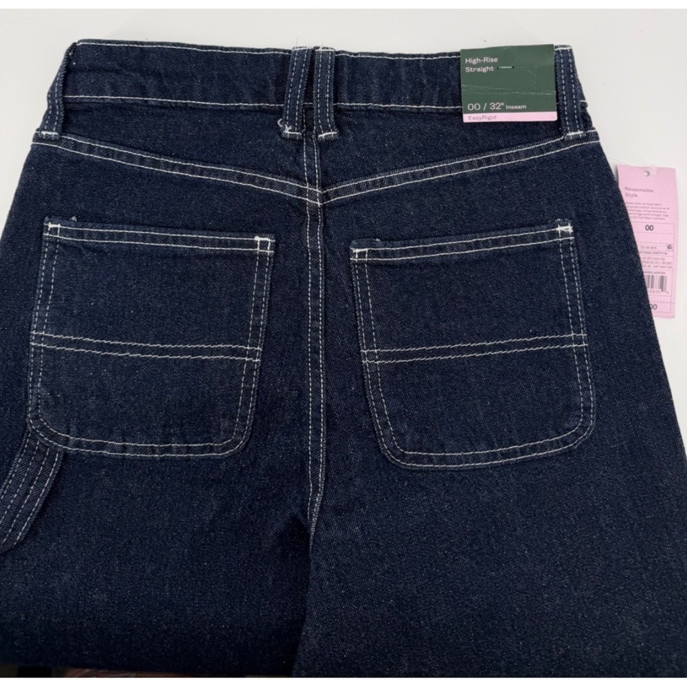High Rise Straight Leg Carpenter Jeans Wm's 00/32 EasyRigid Workwear Buttonfly - Picture 3 of 12